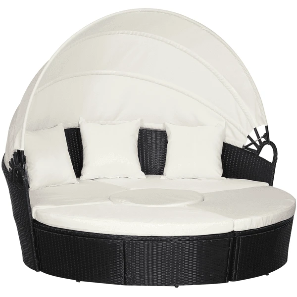 Outsunny Polyrattan Sonneninsel Mit Sonnendach Schwarz, Creme 1 Outsunny Polyrattan Sonneninsel Mit Sonnendach Schwarz, Creme