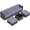 Outsunny Rattan Gartengarnitur Als 7-teiliges Set Grau