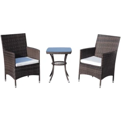 Outsunny Rattan-Sitzgruppe Als 3-teiliges Set Braun