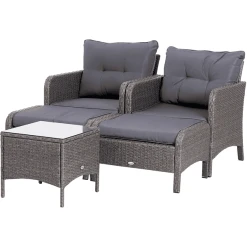 Outsunny Rattan Sofagarnitur Als 5-teiliges Set Dunkelgrau