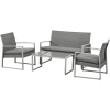 Outsunny Sitzgarnitur 4-teilig Aus Polyrattan Grau