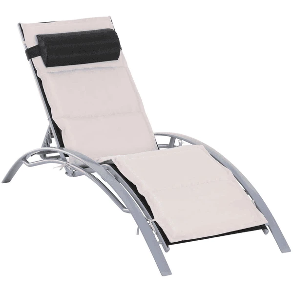 Outsunny Sonnenliege Mit Liegematte Schwarz, Weiß 1 Outsunny Sonnenliege Mit Liegematte Schwarz, Weiß