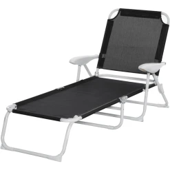 Outsunny Sonnenliege Mit Verstellbarer Rückenlehne Schwarz